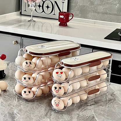 1PCS Home Refrigerator Egg Storage Box Automatic Rolling Eggs Holder Rack Egg Roller Organizer Kitchen Countertop Egg Shelf