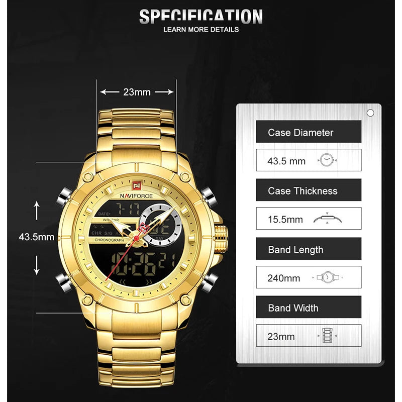 NAVIFORCE Luxury Waterproof Quartz Sport Watch for Men - Smarsty