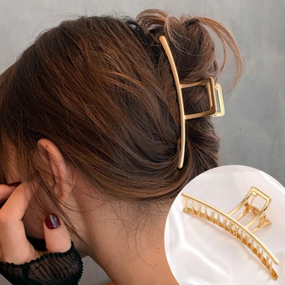 Korean Geometric Metal Hair Clip Durable Alloy Claw - Smarsty
