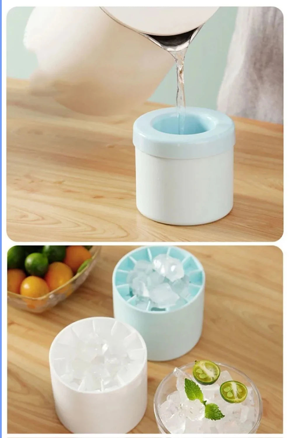 Food grade silicone cylindrical ice tray ice making mold for household kneading, ice storage box, ice cup, quick freezing (small