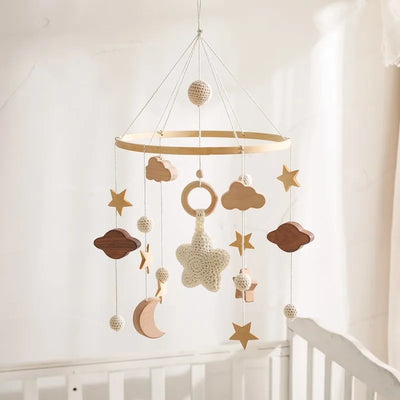 Baby Crib Mobile Bed Bell Rattle Toys Wooden Crochet Stars Pendant Bed Bell Toys Newborn Comfort Crib Bracket Hanging Toys Gifts by Smarsty