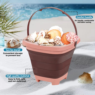 Children's collapsible bucket multi-functional small bucket seaside toys play sand portable play water catch the sea by Smarsty