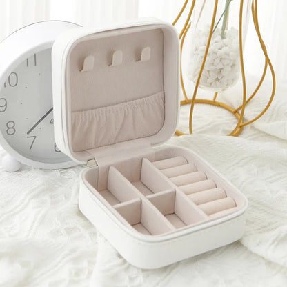 Travel Jewelry Box in Classic Black and Pink Leather - Smarsty