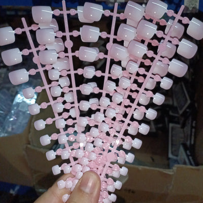 120 Pieces Pink Square Toe Nail Tips Full Cover Extensions - Smarsty