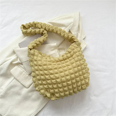 Crossbody Bag Pleated Embroidered Plaid Tote Large Capacity - Smarsty