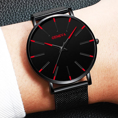 Ultra Thin Men's Quartz Watch with Steel Mesh Band - Smarsty