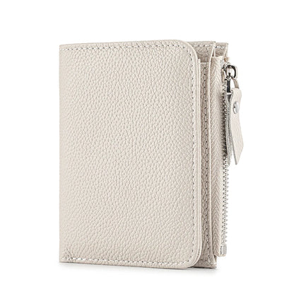 Women Genuine Leather Slim Short Wallet RFID Blocking Bi-Fold Wallet Credit Card Holder money clip wallet Zipper Coin pocket