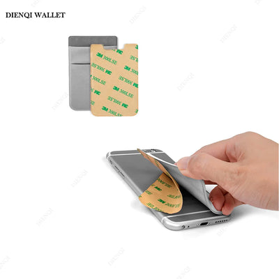 Fashion Elastic Cloth Cell Phone Card Holder Mobile Phone Wallet Case Credit ID Card Holder Adhesive Sticker Pocket Money Bag - Smarsty