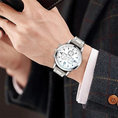Men's Business Quartz Watch with Stainless Steel Band - Smarsty