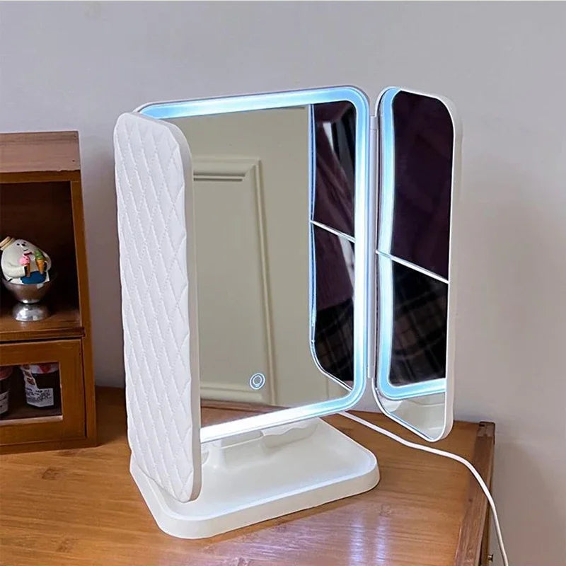 LED Trifold Makeup Mirror with Adjustable Brightness - Smarsty