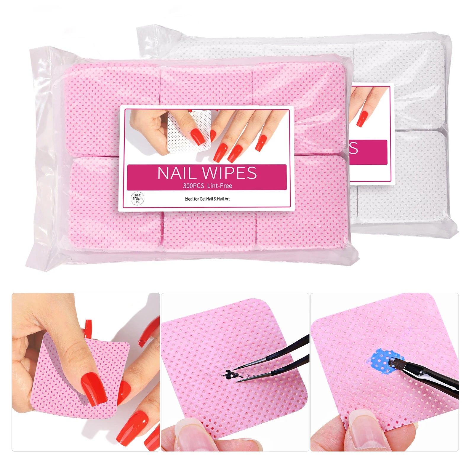 300 Pcs Lint Free Cotton Nail Polish Remover Wipes - Smarsty