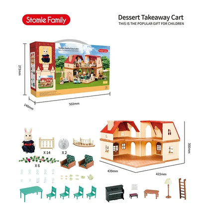 Simulation Kitchen Forest Family Small House Double Three- Story Villa Reindeer Animal Model Girl Dollhouse Furniture Toy Gifts
