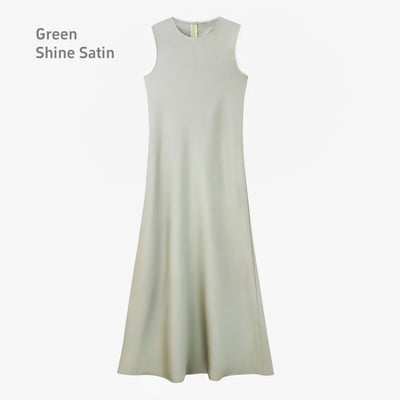 AS 2025 spring summer elegance satin dress + knitted top match set maxi floor length woman clothes - Smarsty