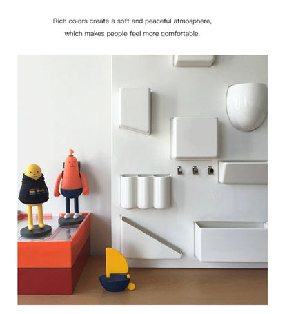 Wall-mounted Storage Rack with Hooks for Office, Kitchen and Workshop Children's Room Organizer with Adjustable Shelves by Smarsty