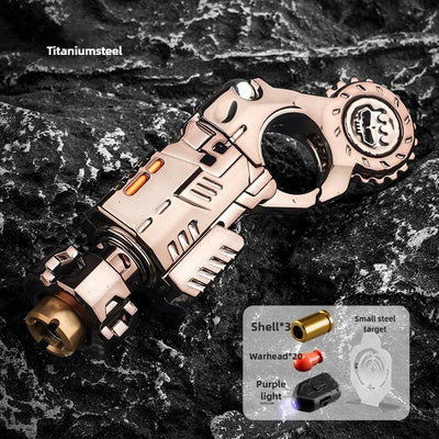 Shell-Ejecting Alloy Toy Pistol Set Stress Relief Fidget Sensory Toy Mini Finger Spinning Top EDC Desk Gadget Gift for Teen Boys - Smarsty