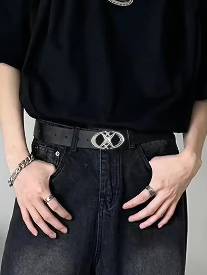 Stylish Oval Metal Buckle Belt Durable Unisex Fashion Accessory - Smarsty