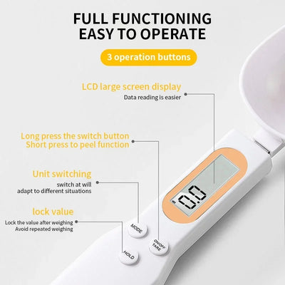 Mini Spoon Scale Digital Kitchen Scale Electronic LCD Food Scale 0.1-500g Cooking Flour Milk Coffee Powder Weight Measure Spoon by Smarsty