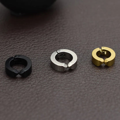 Stainless Steel Ear Clip Earrings No Piercing Black - Smarsty