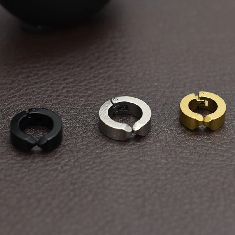 Stainless Steel Ear Clip Earrings No Piercing Black - Smarsty