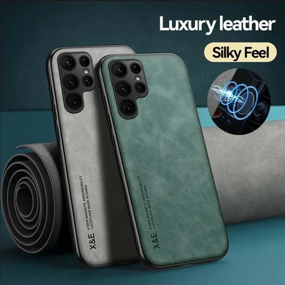 Leather Phone Case With Metal Plate For Car Mount Support - Smarsty