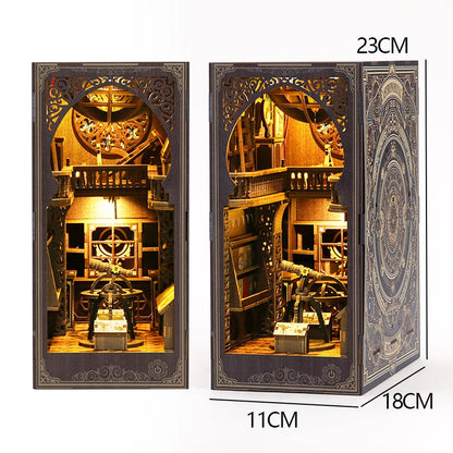 DIY Book Nook Kit 3D Miniature Wooden Doll House Photo Frame Ornament Bookshelf Insert Retro Booknook Decor For Birthday Gifts by Smarsty