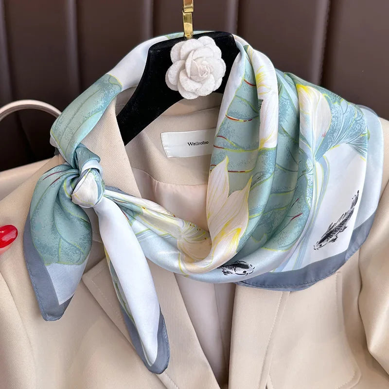 Luxury Women Silk Leopard Print Scarf Soft Satin Wrap - Smarsty