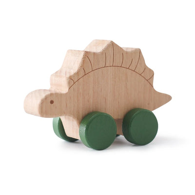 Wooden Baby Car Toys Beech Wooden Dinosaur Cartoon Car Teether Educational Montessori Toys For Children Teething Baby Toys - Smarsty