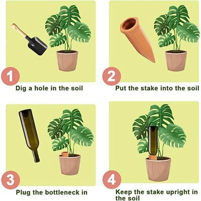 Self-Watering Terracotta Plant Stakes for Hassle-Free Care - Smarsty