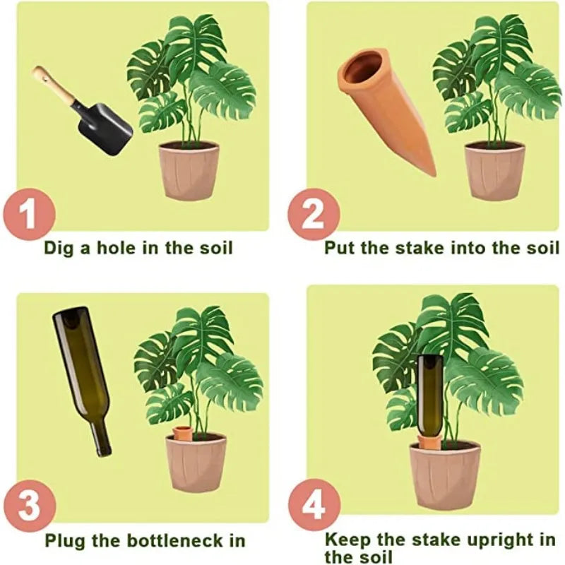 Self-Watering Terracotta Plant Stakes for Hassle-Free Care - Smarsty