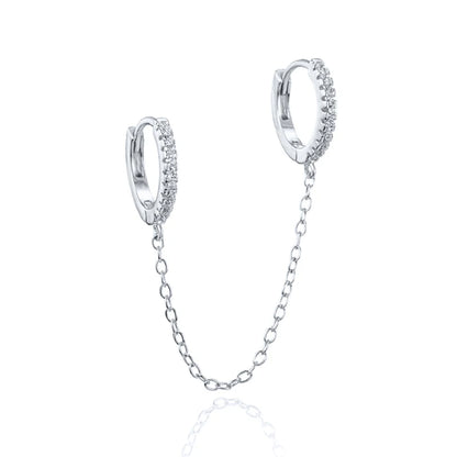 925 Sterling Silver Hoop Earrings White Crystal Luxury - Smarsty
