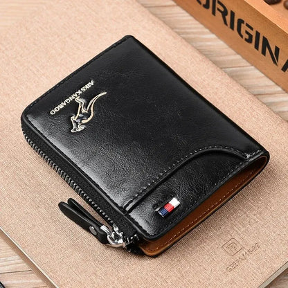 Mens Wallet Leather Business Card Holder Zipper Purse Luxury Wallets for Men RFID Protection Purses Carteira Masculina Luxury - Smarsty