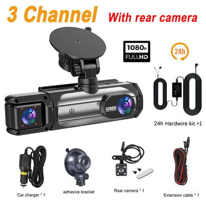 1080P 3 Camera Dash Cam Front and Rear Night Vision - Smarsty