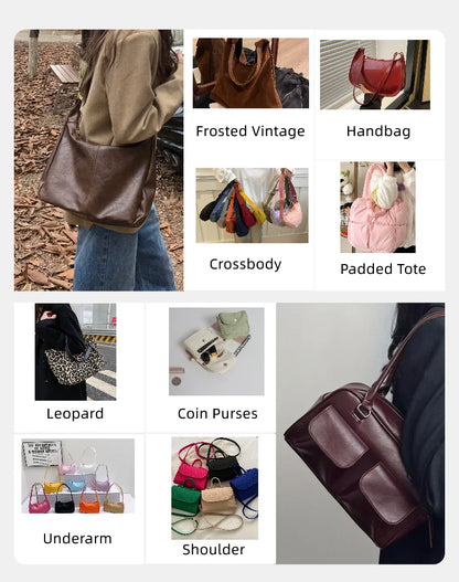 Vintage Leather Shoulder Mini Bag Y2K Wasteland Style - Smarsty