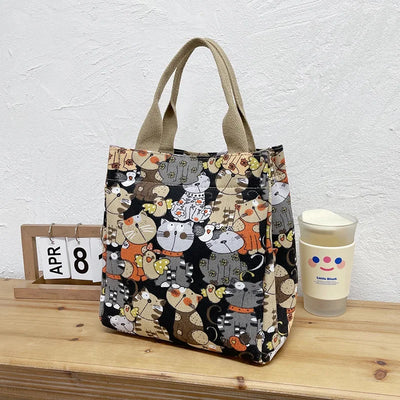 Chic Cat Pattern Top Handle Bag For Women Everyday Use - Smarsty