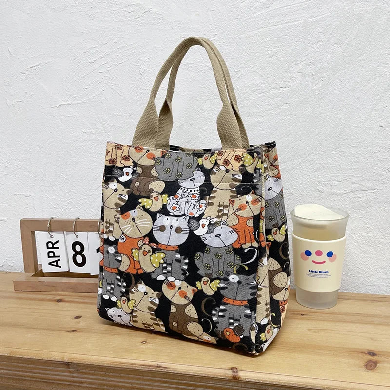 Chic Cat Pattern Top Handle Bag For Women Everyday Use - Smarsty