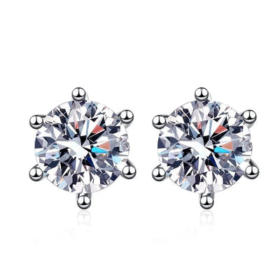 Moissanite Stud Earrings D Color 925 Sterling Silver - Smarsty