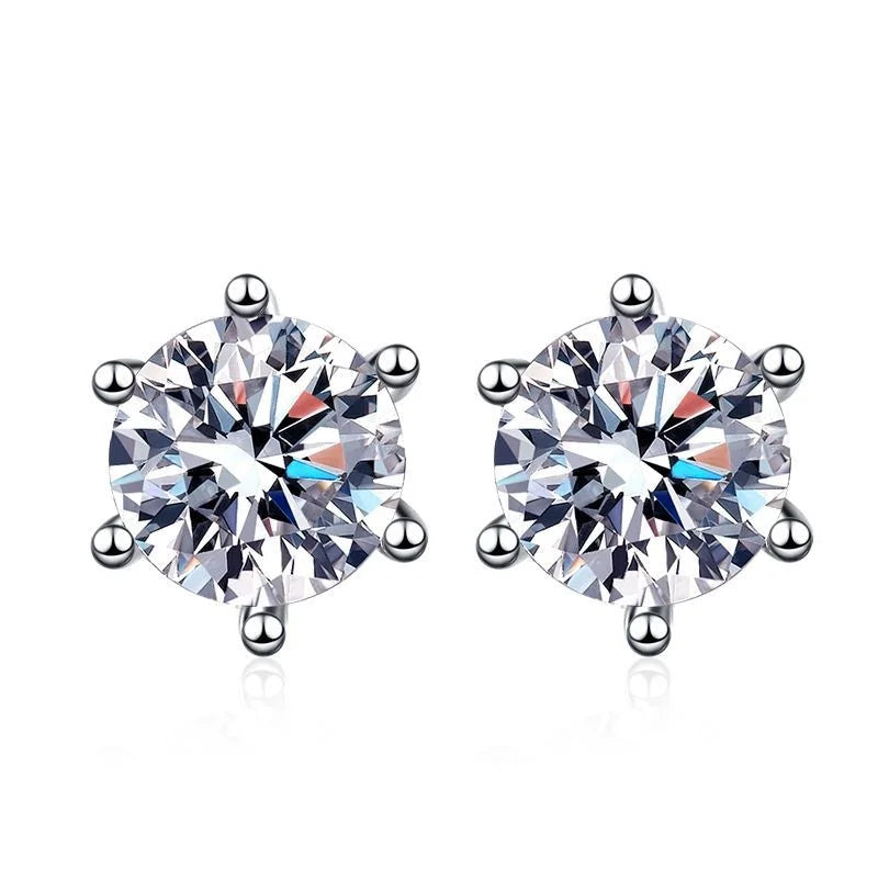 Moissanite Stud Earrings D Color 925 Sterling Silver - Smarsty