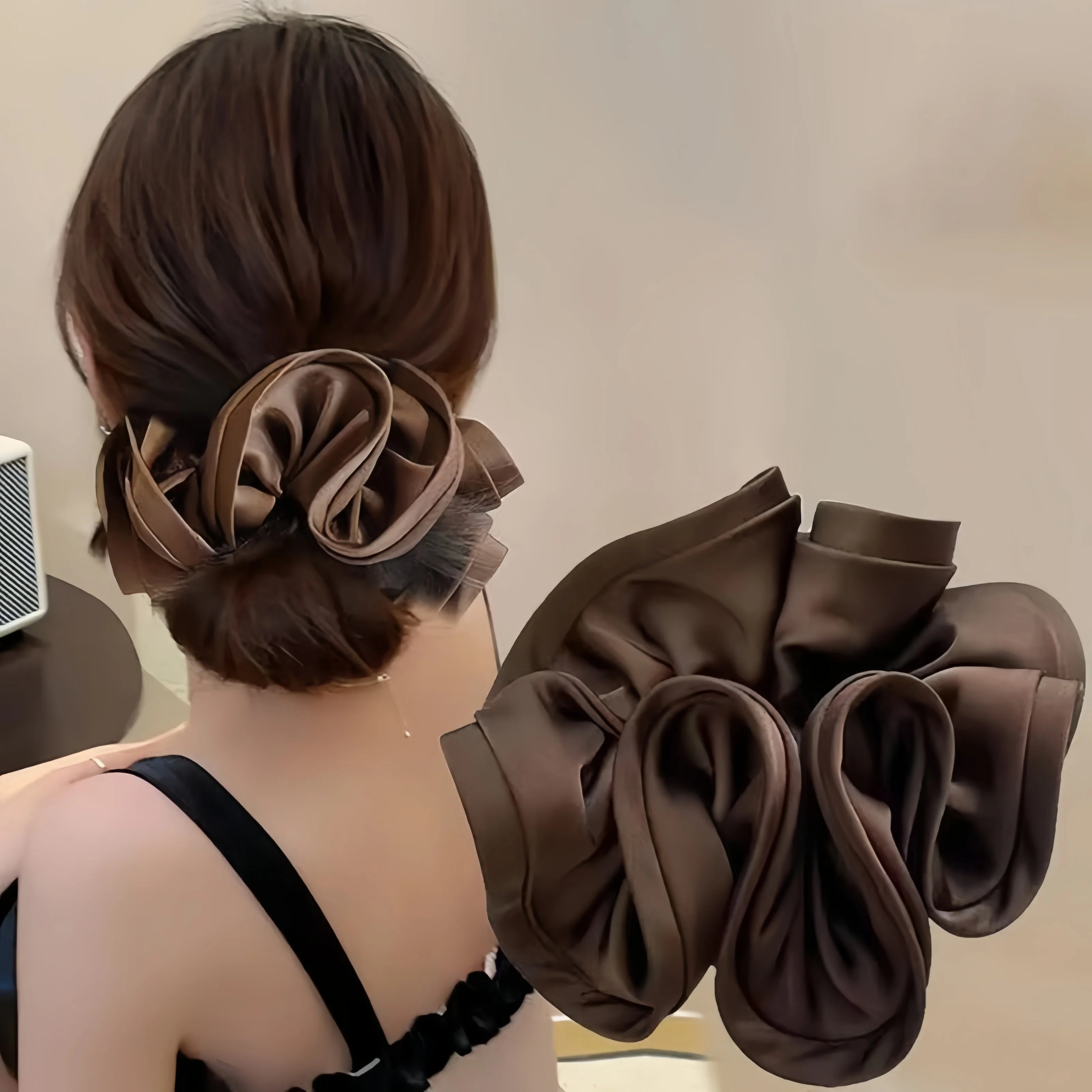 Korean Satin Ribbon Scrunchie For Voluminous Ponytail - Smarsty