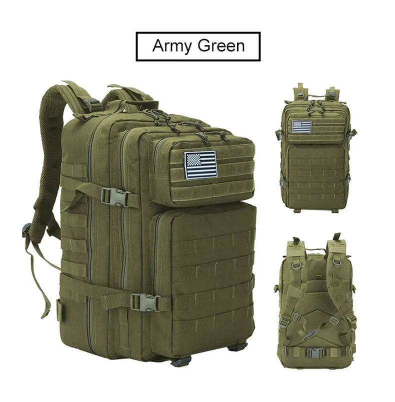 50L Tactical Backpack Men's Travel Large Capacity Rucksacks Men Waterproof Outdoor Sports Multi-functional Bags - Smarsty