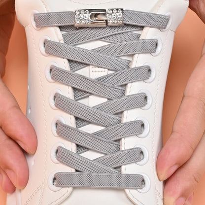 No Tie Shoe Laces Diamond Buckle Elastic Laces Shoelaces Sneaker Kids Adult Shoelace Suitable For Sports Casual Shoes Boots - Smarsty