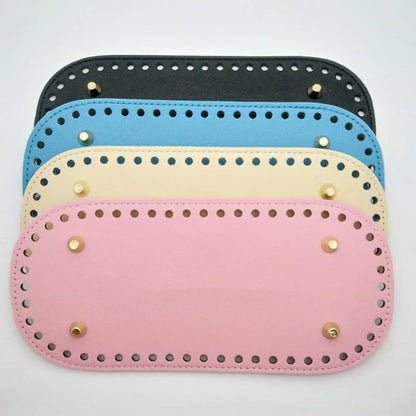 22x10cm Long Bottom for Knitted Bag PU leather Bag Base Handmade Bottom With Holes Diy Crochet Bag Bottom accessories - Smarsty