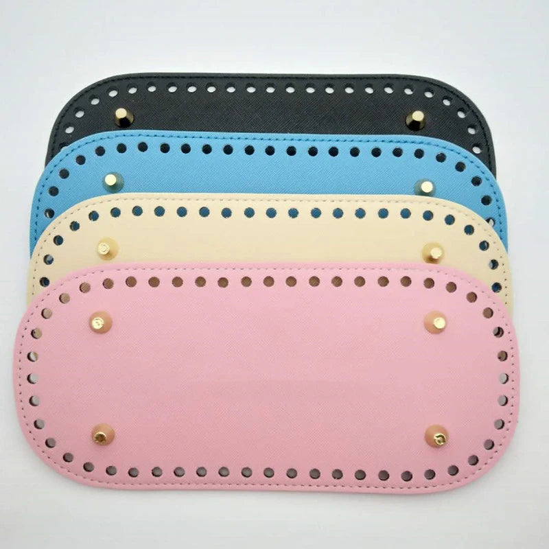 22x10cm Long Bottom for Knitted Bag PU leather Bag Base Handmade Bottom With Holes Diy Crochet Bag Bottom accessories - Smarsty