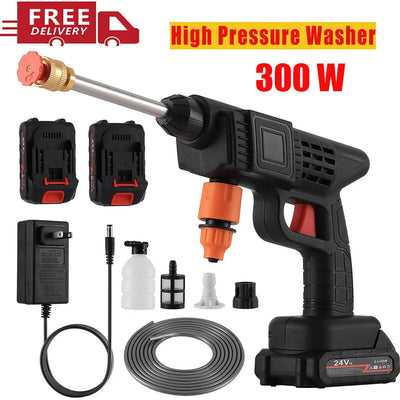 300W 30Bar Cordless High Pressure Car Washer Spray Water Gun 12000mAh Battery Foam Generator Car Washing Machine for Home - Smarsty
