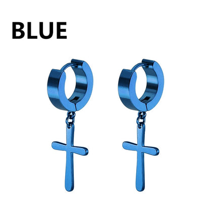 Stainless Steel Cross Dangle Earrings for Men and Women - Smarsty
