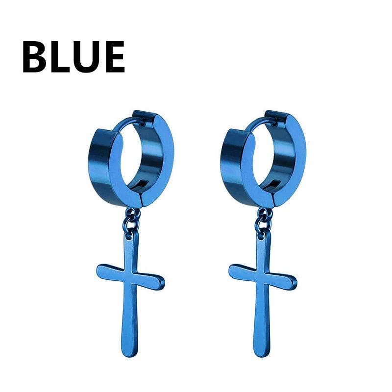 Stainless Steel Cross Dangle Earrings for Men and Women - Smarsty