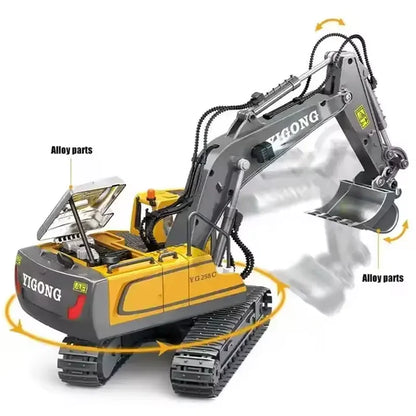 2.4G Remote Control Excavator Dump Truck RC Model Car Toy Professional Alloy Plastic Simulation Construction Vehicle Kids Gifts