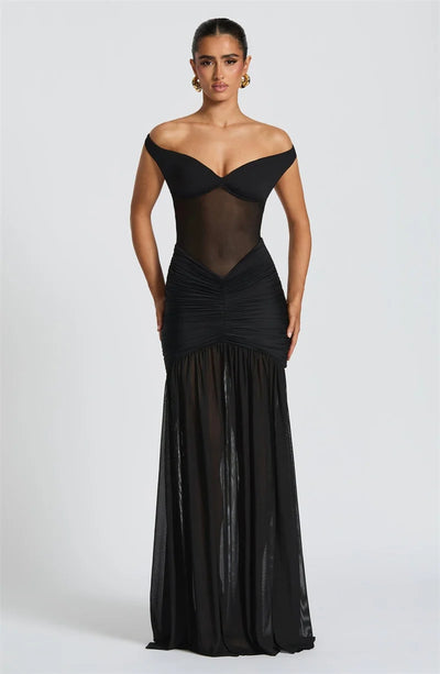 Mozision Off-shoulder Backless Sexy Maxi Dress Women Gown Halter Sleeveless Backless Thigh High Split Club Party Long Dress - Smarsty
