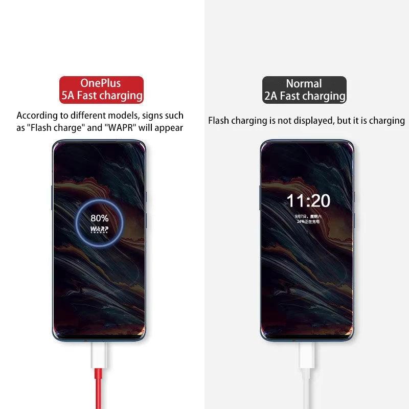 Oneplus 13 12 11 Cable Original 80W Supervooc Warp Charge Usb Type C Cable 100W Fast Charge One Plus 10T Nord CE 4 10 Ace 3 Pro - Smarsty