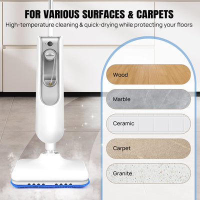 DayPlus Steam Mop & Detachable Steam Cleaner, 1500W Powerful Floor Steamer for Carpet Laminate Hardwood,2 Washable Pads, 400ml - Smarsty
