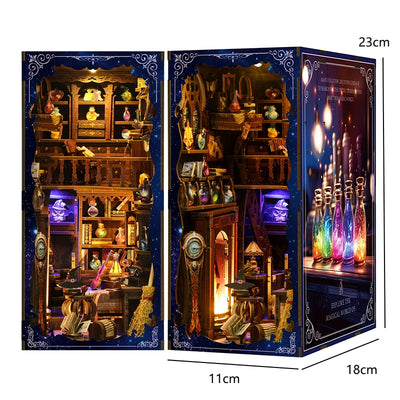 DIY Book Nook Kit 3D Miniature Wooden Doll House Photo Frame Ornament Bookshelf Insert Retro Booknook Decor For Birthday Gifts by Smarsty